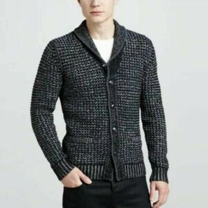 Rag & Bone Chunky Knit Sweater Neiman Marcus Target Mens Button Up Shawl XL Wool